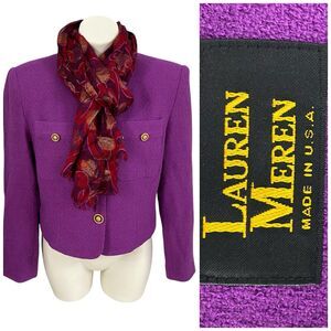 Lauren Meren Blazer Womens 10 Vtg Purple Jacket Officecore Corpcore Career Work